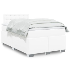 vidaXL Boxspring met matras kunstleer wit 120x190 cm