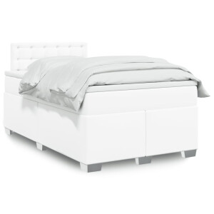 vidaXL Boxspring met matras kunstleer wit 120x190 cm