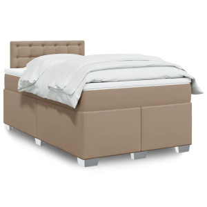 vidaXL Boxspring met matras kunstleer cappuccinokleurig 120x190 cm