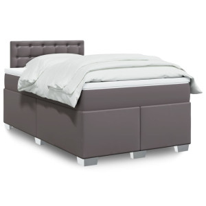 vidaXL Boxspring met matras kunstleer grijs 120x200 cm