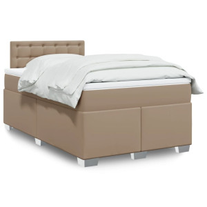 vidaXL Boxspring met matras kunstleer cappuccinokleurig 120x200 cm