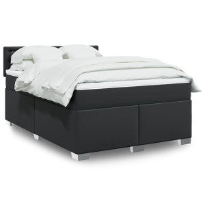 vidaXL Boxspring met matras kunstleer zwart 140x200 cm
