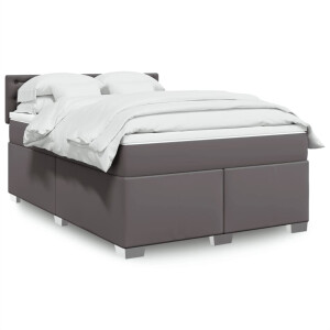 vidaXL Boxspring met matras kunstleer grijs 140x200 cm