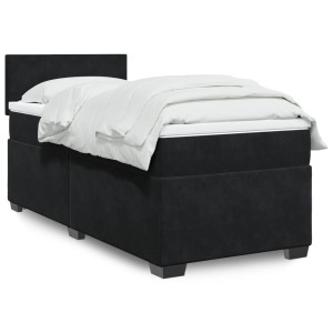vidaXL Boxspring met matras fluweel zwart 80x200 cm