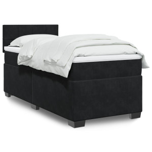 vidaXL Boxspring met matras fluweel zwart 80x200 cm