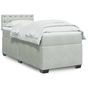 vidaXL Boxspring met matras fluweel lichtgrijs 80x200 cm