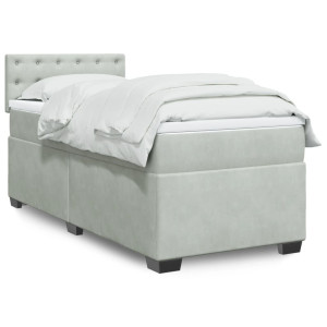 vidaXL Boxspring met matras fluweel lichtgrijs 100x200 cm