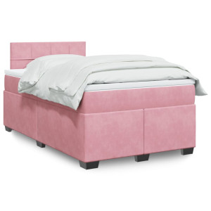 vidaXL Boxspring met matras fluweel roze 120x190 cm