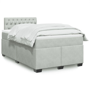 vidaXL Boxspring met matras fluweel lichtgrijs 120x190 cm