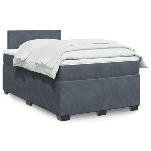 vidaXL Boxspring met matras fluweel donkergrijs 120x200 cm