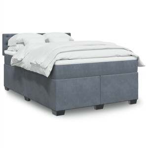 vidaXL Boxspring met matras fluweel donkergrijs 140x190 cm