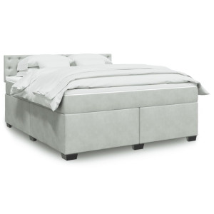 vidaXL Boxspring met matras fluweel lichtgrijs 180x200 cm