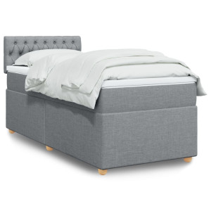 vidaXL Boxspring met matras stof lichtgrijs 90x190 cm