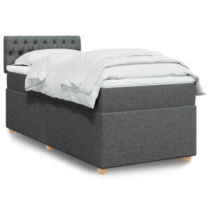 vidaXL Boxspring met matras stof donkergrijs 90x190 cm