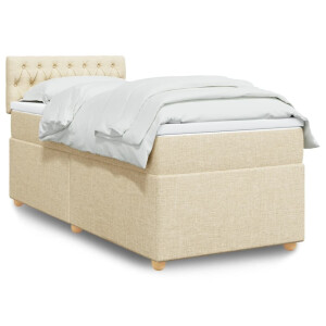 vidaXL Boxspring met matras stof crèmekleurig 90x190 cm