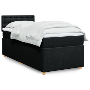 vidaXL Boxspring met matras stof zwart 90x190 cm