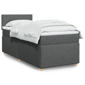 vidaXL Boxspring met matras stof donkergrijs 90x200 cm