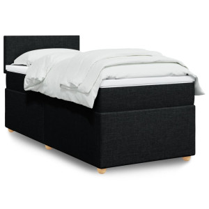 vidaXL Boxspring met matras stof zwart 90x200 cm