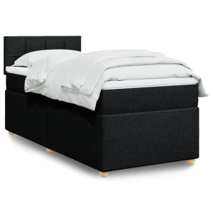 vidaXL Boxspring met matras stof zwart 90x200 cm