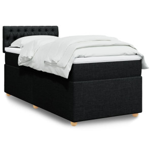vidaXL Boxspring met matras stof zwart 90x200 cm