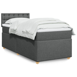 vidaXL Boxspring met matras stof donkergrijs 90x200 cm