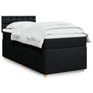 vidaXL Boxspring met matras stof zwart 90x200 cm