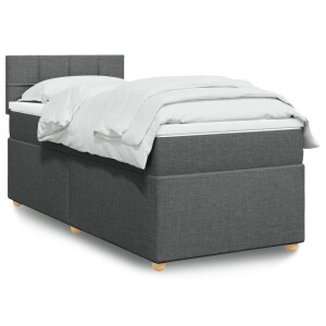 vidaXL Boxspring met matras stof donkergrijs 100x200 cm