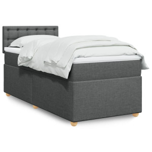 vidaXL Boxspring met matras stof donkergrijs 100x200 cm