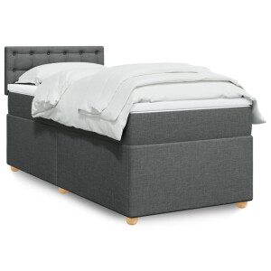 vidaXL Boxspring met matras stof donkergrijs 100x200 cm