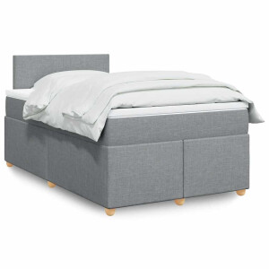 vidaXL Boxspring met matras stof lichtgrijs 120x190 cm