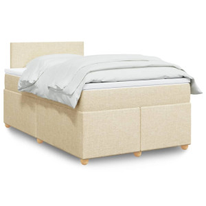 vidaXL Boxspring met matras stof crèmekleurig 120x200 cm