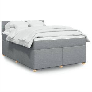 vidaXL Boxspring met matras stof lichtgrijs 140x190 cm