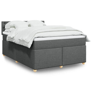 vidaXL Boxspring met matras stof donkergrijs 140x190 cm