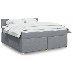 vidaXL Boxspring met matras stof lichtgrijs 180x200 cm