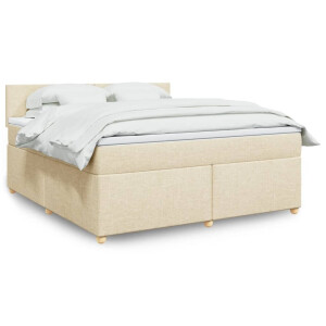 vidaXL Boxspring met matras stof crèmekleurig 180x200 cm