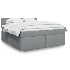 vidaXL Boxspring met matras stof lichtgrijs 180x200 cm