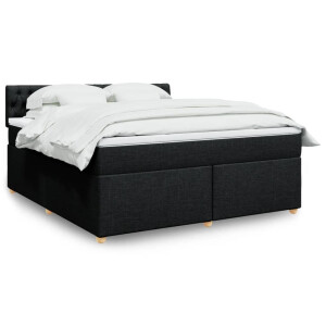 vidaXL Boxspring met matras stof zwart 180x200 cm