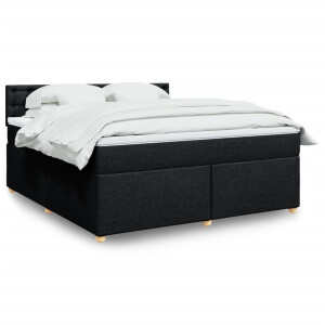 vidaXL Boxspring met matras stof zwart 180x200 cm