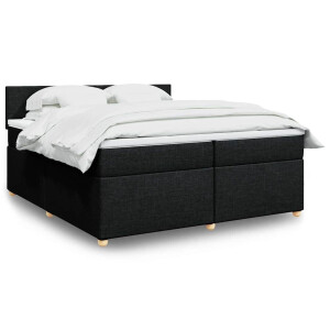 vidaXL Boxspring met matras stof zwart 200x200 cm