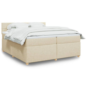 vidaXL Boxspring met matras stof crèmekleurig 200x200 cm