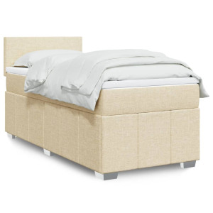 vidaXL Boxspring met matras stof crèmekleurig 90x190 cm