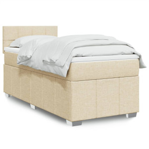 vidaXL Boxspring met matras stof crèmekleurig 90x190 cm