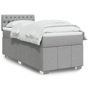 vidaXL Boxspring met matras stof lichtgrijs 90x190 cm