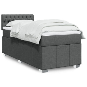 vidaXL Boxspring met matras stof donkergrijs 90x190 cm