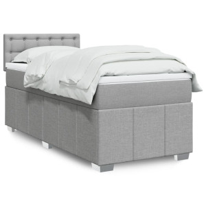 vidaXL Boxspring met matras stof lichtgrijs 90x190 cm