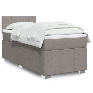 vidaXL Boxspring met matras stof taupe 90x200 cm