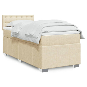 vidaXL Boxspring met matras stof crèmekleurig 90x200 cm