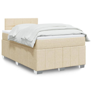 vidaXL Boxspring met matras stof crèmekleurig 120x190 cm