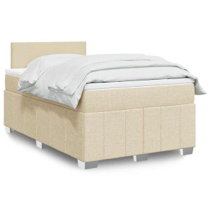 vidaXL Boxspring met matras stof crèmekleurig 120x200 cm