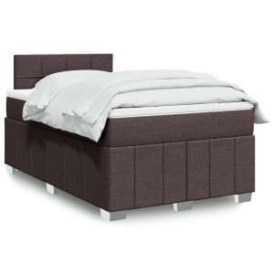 vidaXL Boxspring met matras stof donkerbruin 120x200 cm